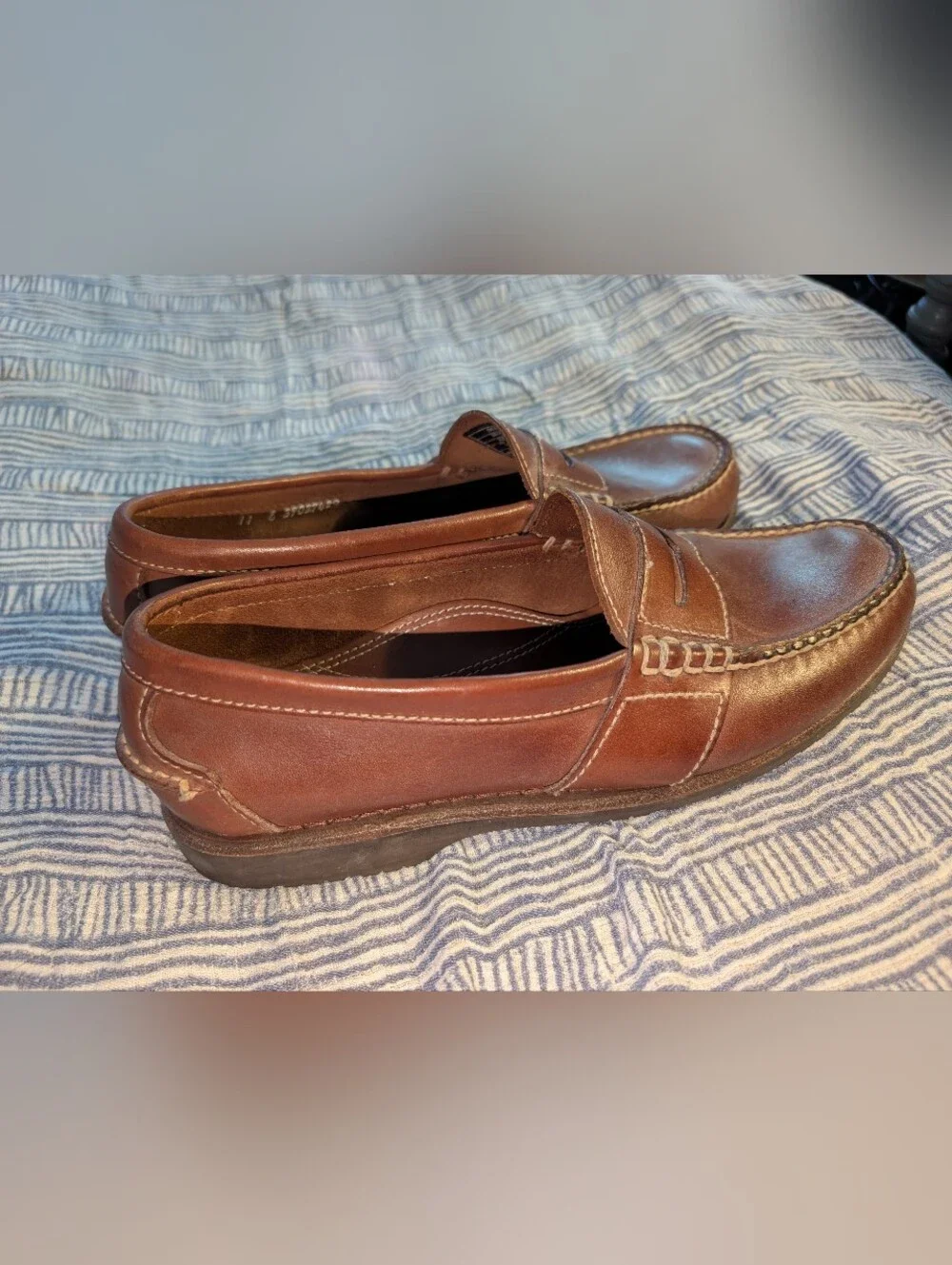 Sebago Men's Brown Leather Loafers Shoes Vibram Soles Size 11 E 35551